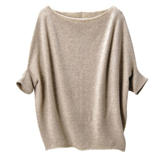 Uniqlo Beige Women's Cashmere Poncho Sweater - Picture 1 of 7